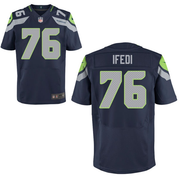 Seattle Seahawks #76 Germain Ifedi Navy Elite Jersey