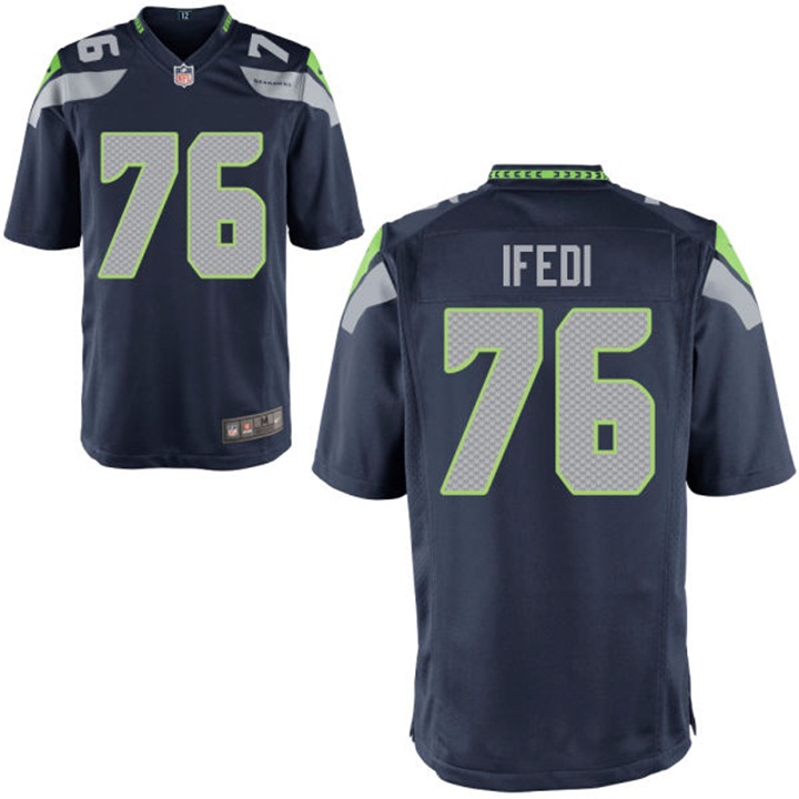 Seattle Seahawks #76 Germain Ifedi Navy 2016 Draft Pick Game Jersey