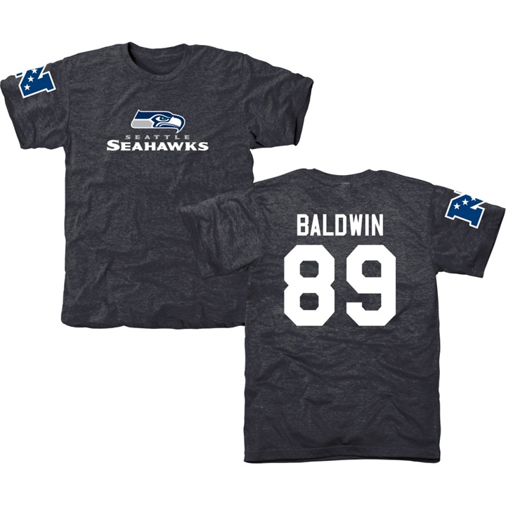 Seattle Seahawks #89 Doug Baldwin Navy Name & Number Tri-Blend T-shirt