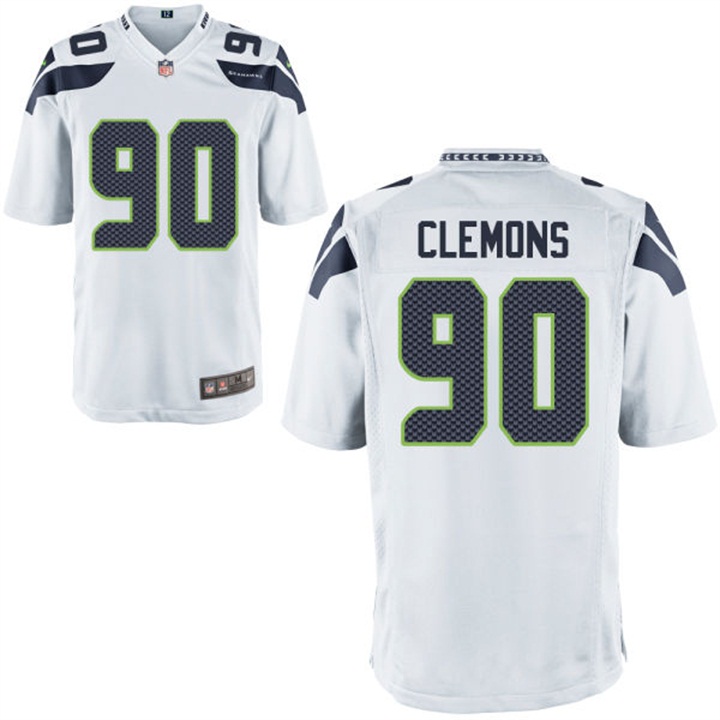 Seattle Seahawks #90 Chris Clemons White Game Jersey