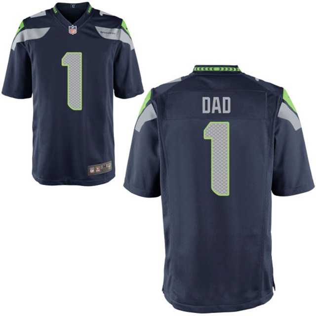 Seattle Seahawks College Navy Father's Day Gift Number 1 Dad Jersey