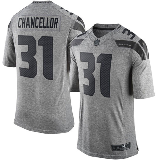 Men's Seattle Seahawks #31 Kam Chancellor Gridiron Gray Limited Jersey