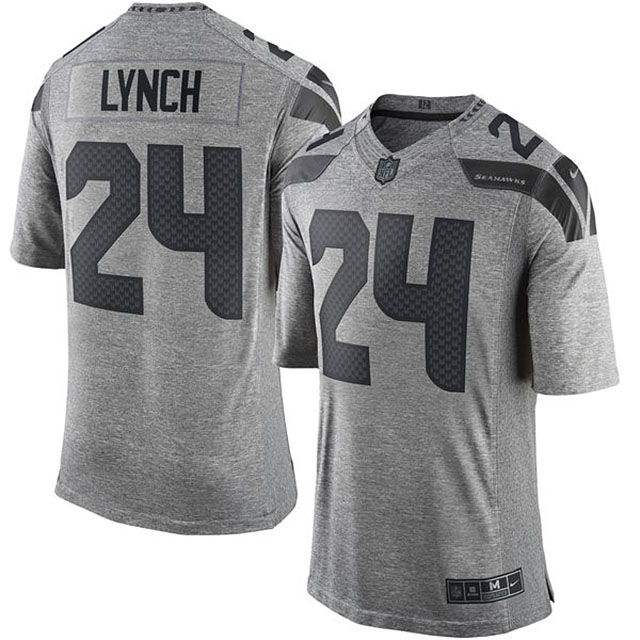 Men's Seattle Seahawks #24 Marshawn Lynch Gridiron Gray Limited Jersey