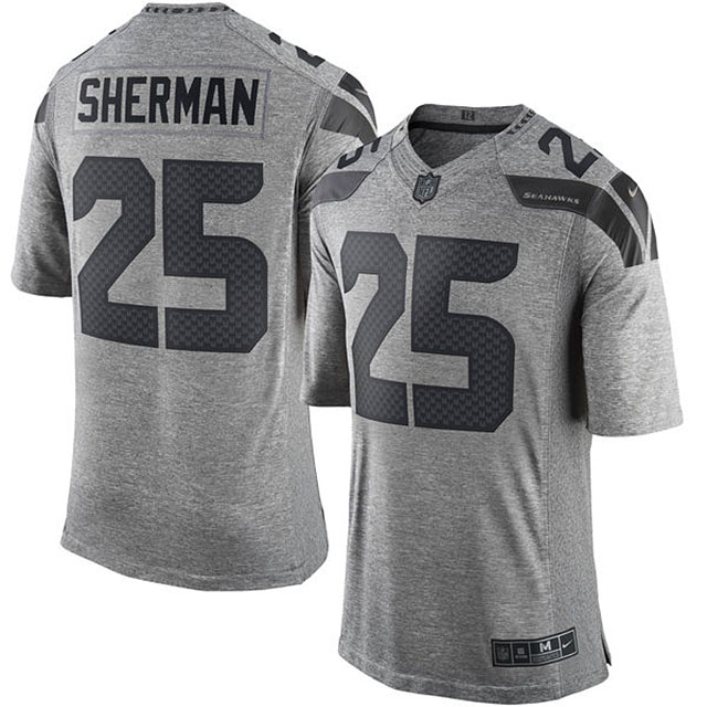 Men's Seattle Seahawks #25 Richard Sherman Gridiron Gray Limited Jersey