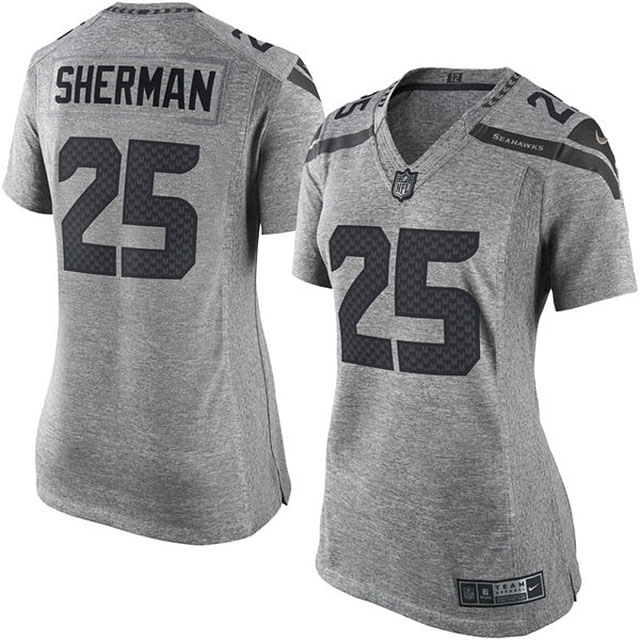 Women's Seattle Seahawks #25 Richard Sherman Gridiron Gray Limited Jersey