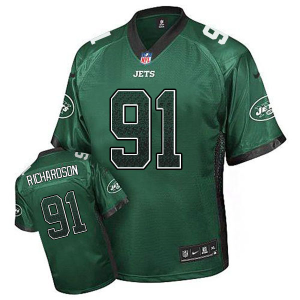 Mens New York Jets #91 Sheldon Richardson Nike Green Drift Fashion Jersey