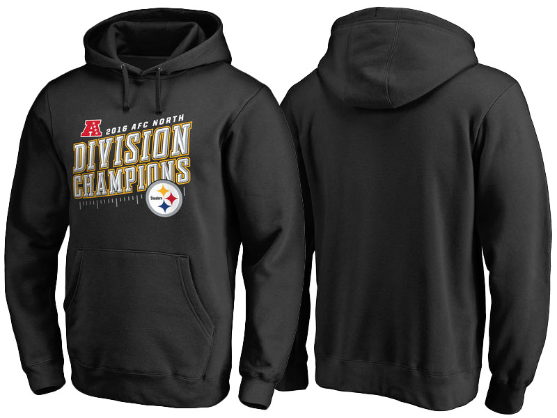 2016 AFC North Division Champions Pittsburgh Steelers Black Inches Pullover Hoodie