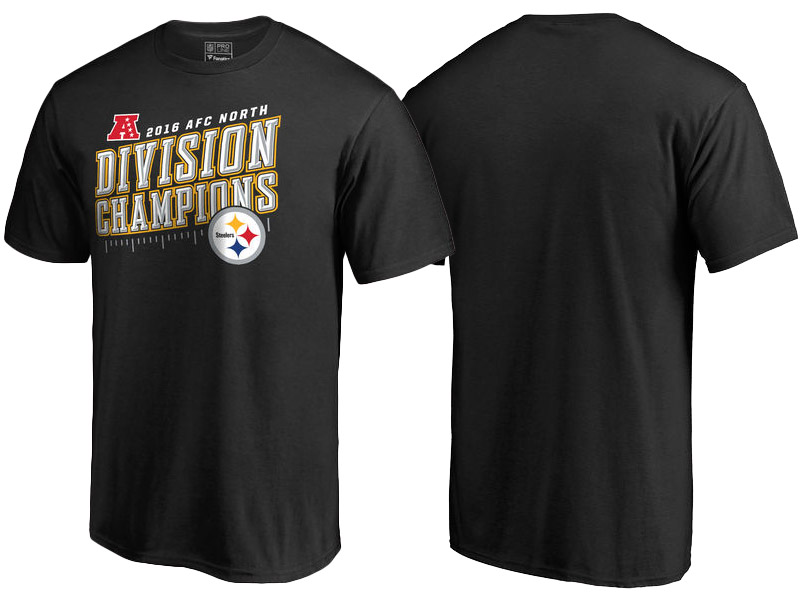 2016 AFC North Division Champions Pittsburgh Steelers Black Inches T-Shirt