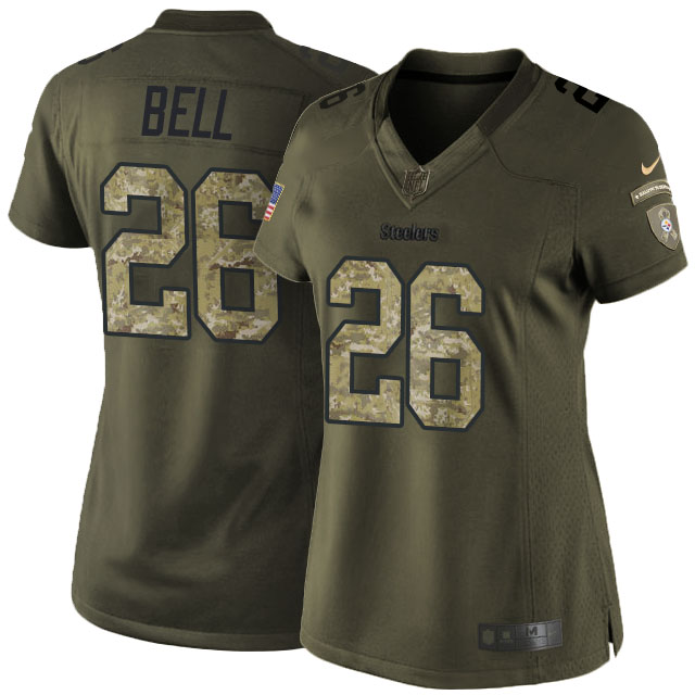 Women's Pittsburgh Steelers #26 Le'Veon Bell Green Salute To Service Limited Jersey