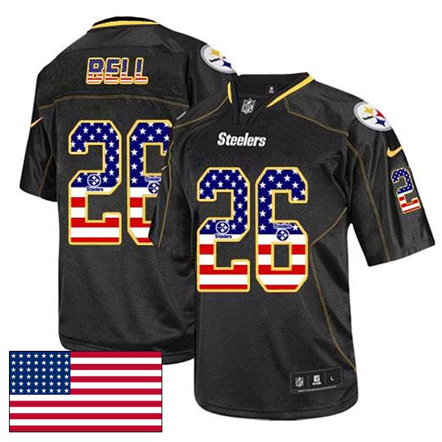 Pittsburgh Steelers #26 Le'Veon Bell Black USA Flag Fashion Jersey