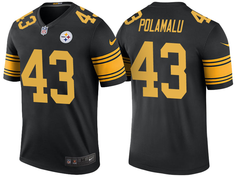 Pittsburgh Steelers #43 Troy Polamalu Black Color Rush Legend Jersey