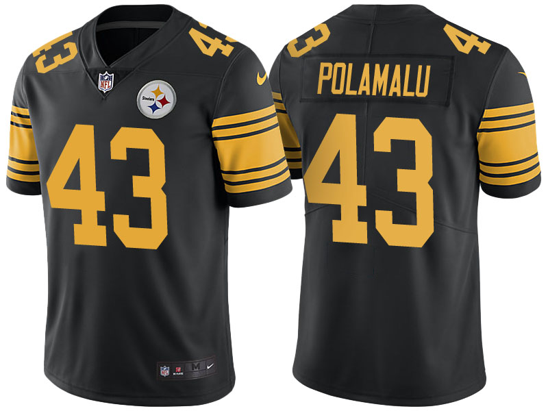 Pittsburgh Steelers #43 Troy Polamalu Black Color Rush Limited Jersey