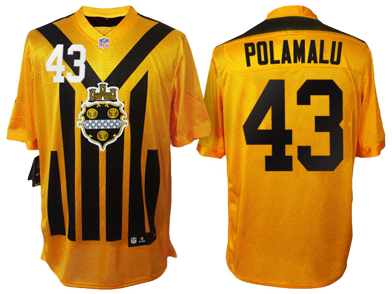 Pittsburgh Steelers #43 Troy Polamalu Yellow 1933 Throwback Jersey