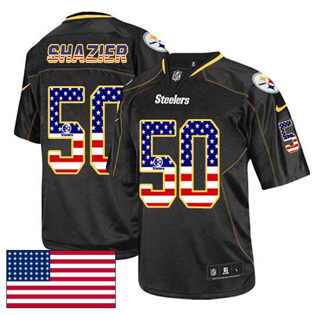 Pittsburgh Steelers #50 Ryan Shazier Black USA Flag Fashion Jersey