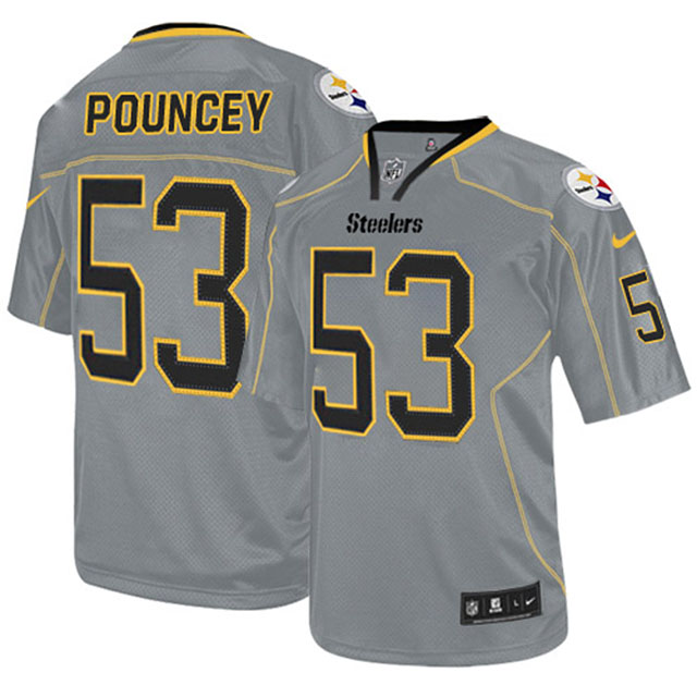 Pittsburgh Steelers #53 Maurkice Pouncey Grey Lights Out Jersey