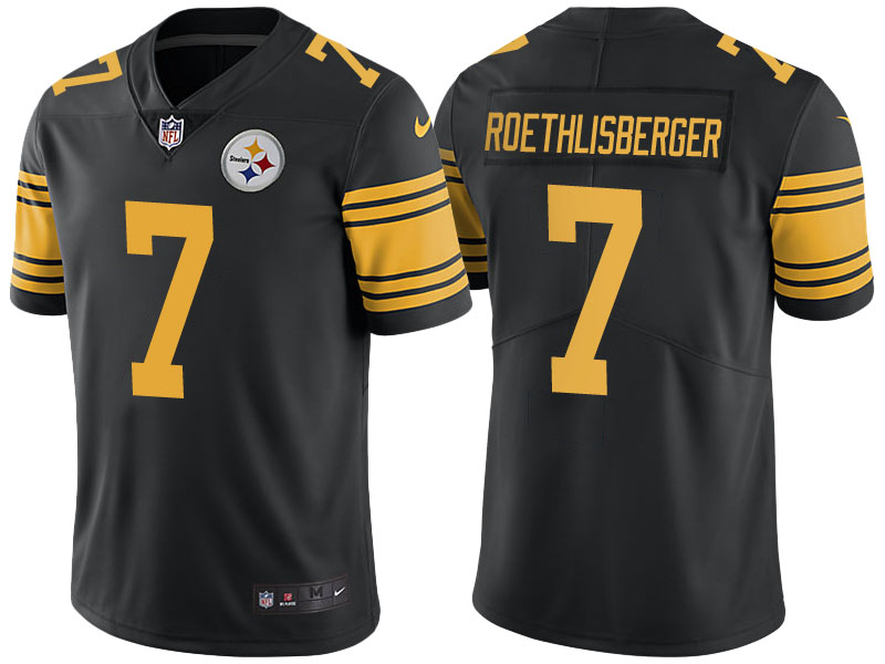 Pittsburgh Steelers #7 Ben Roethlisberger Black Color Rush Limited Jersey