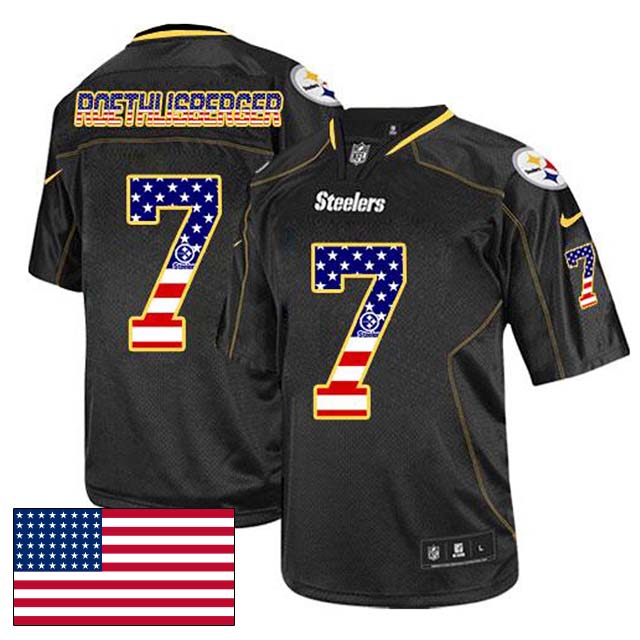 Pittsburgh Steelers #7 Ben Roethlisberger Black USA Flag Fashion Jersey