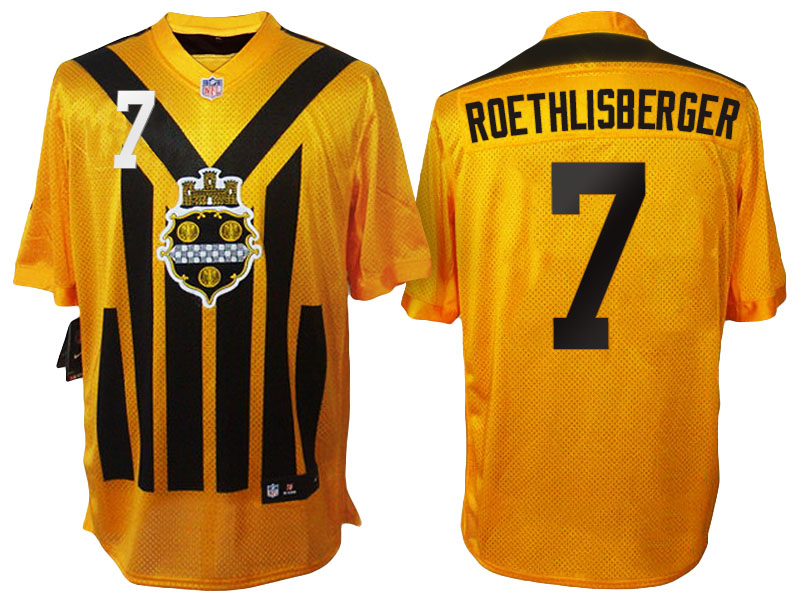 Pittsburgh Steelers #7 Ben Roethlisberger Yellow 1933 Throwback Jersey