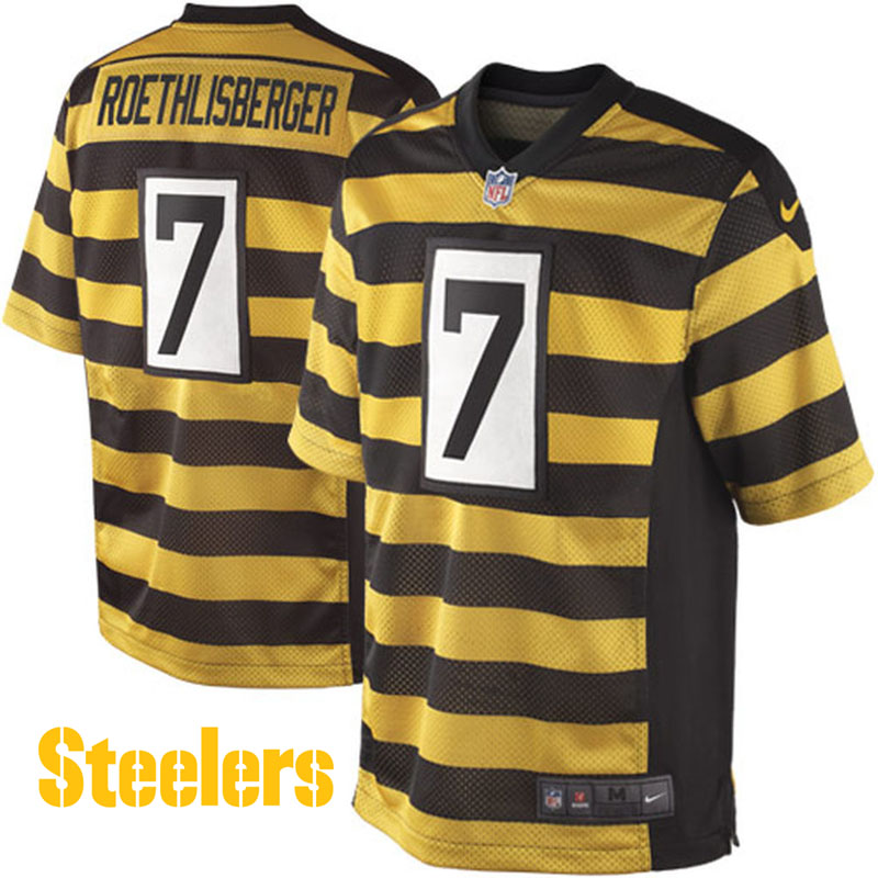 Pittsburgh Steelers #7 Ben Roethlisberger Black Gold Throwback Game Jersey