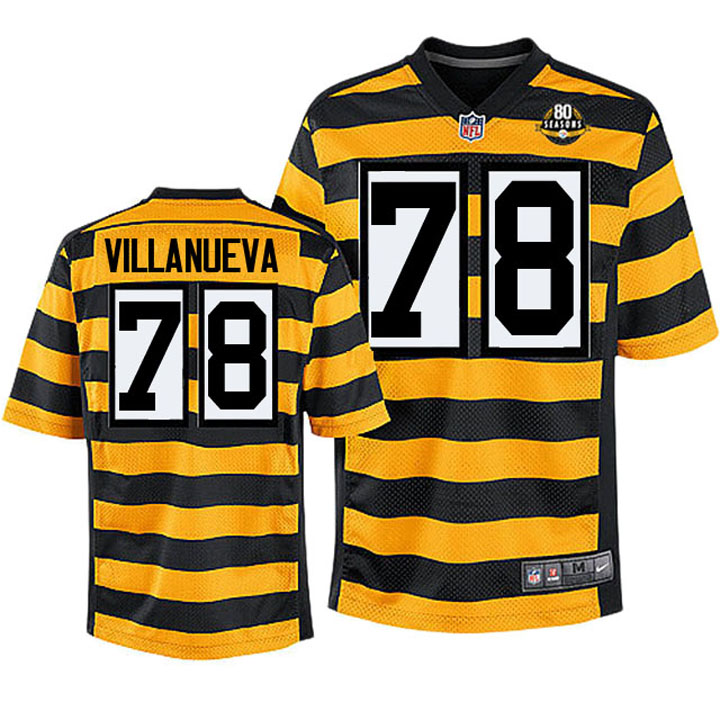 Pittsburgh Steelers #78 Alejandro Villanueva Yellow 80th Anniversary Jersey