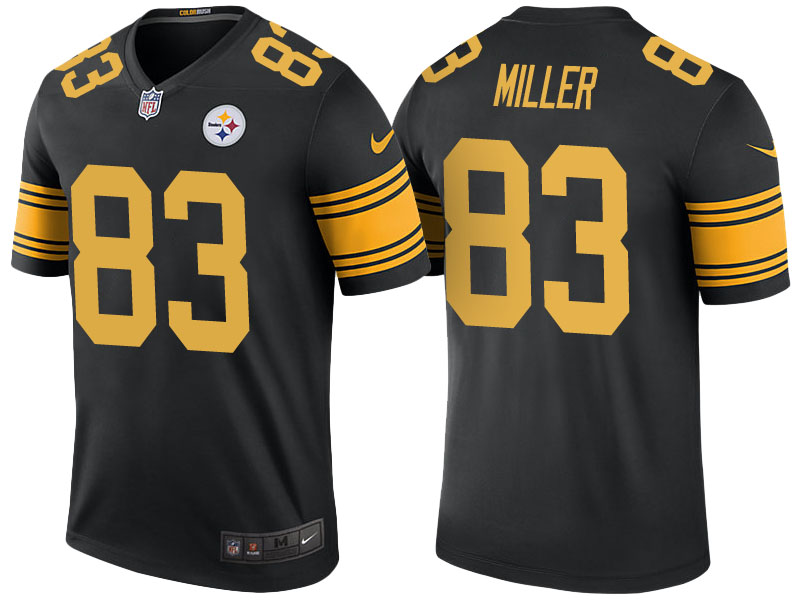 Pittsburgh Steelers #83 Heath Miller Black Color Rush Legend Jersey