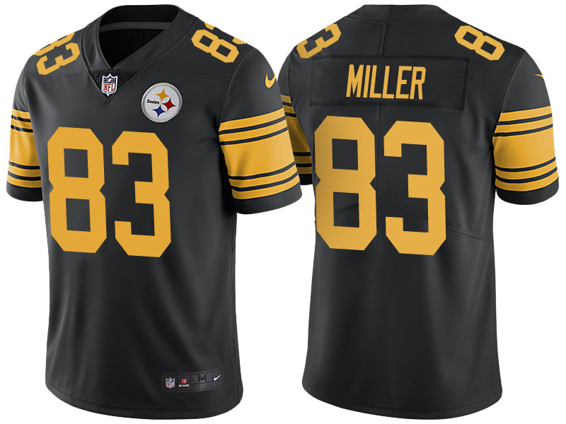 Pittsburgh Steelers #83 Heath Miller Black Color Rush Limited Jersey