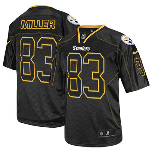 Pittsburgh Steelers #83 Heath Miller Black Lights Out Jersey