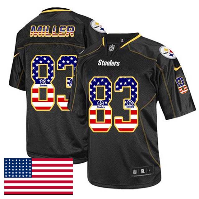 Pittsburgh Steelers #83 Heath Miller Black USA Flag Fashion Jersey