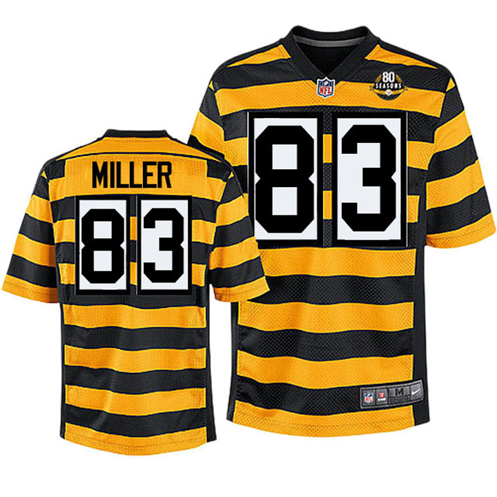 Pittsburgh Steelers #83 Heath Miller Yellow 80th Anniversary Jersey