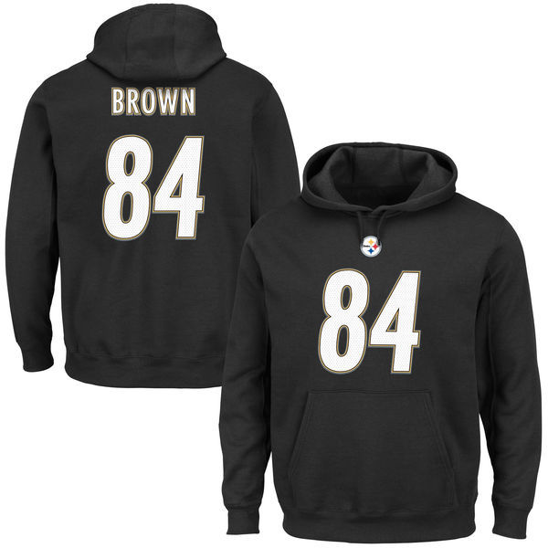 Pittsburgh Steelers #84 Antonio Brown Majestic Black Receiver II Hoodie