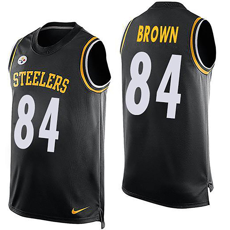 Steelers #84 Antonio Brown Black Team Color Men NFL Limited Tank Top