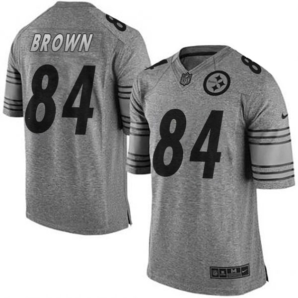 Pittsburgh Steelers #84 Antonio Brown Gridiron Gray Limited Jersey