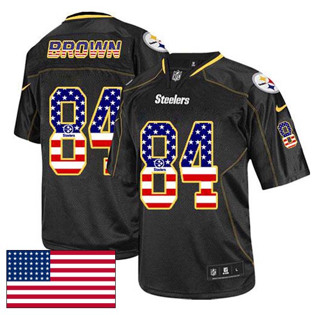 Pittsburgh Steelers #84 Antonio Brown Black USA Flag Fashion Jersey