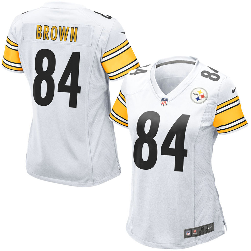 Women Pittsburgh Steelers #84 Antonio Brown White Game Jersey