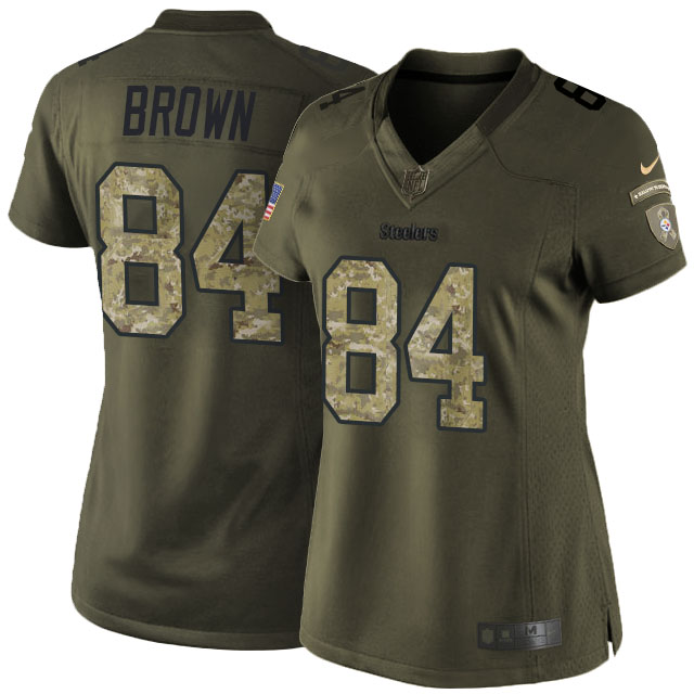 Women's Pittsburgh Steelers #84 Antonio Brown Green Salute To Service Limited Jersey