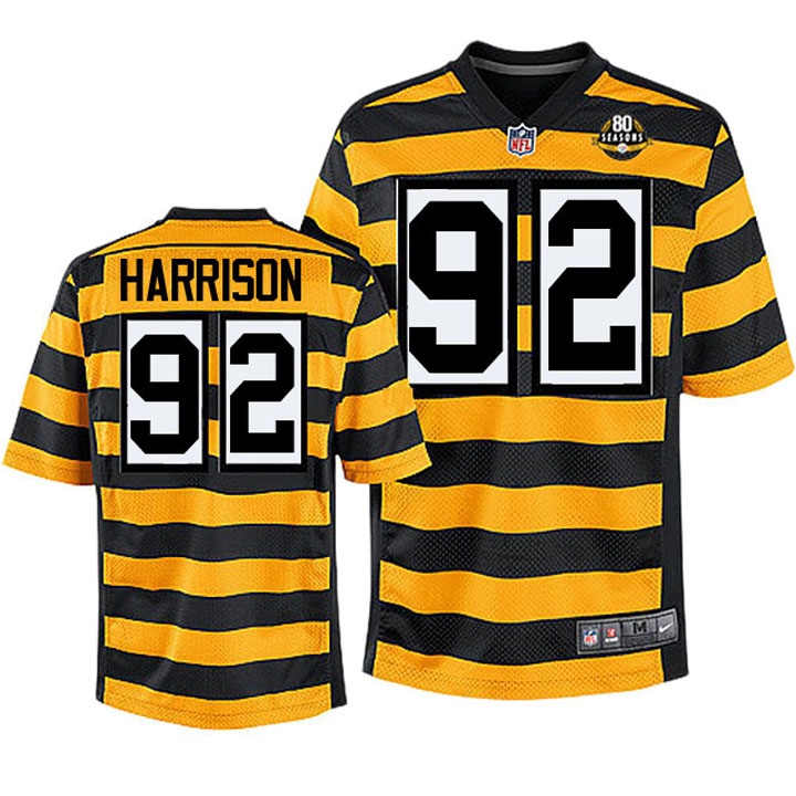 Pittsburgh Steelers #92 James Harrison Yellow 80th Anniversary Jersey