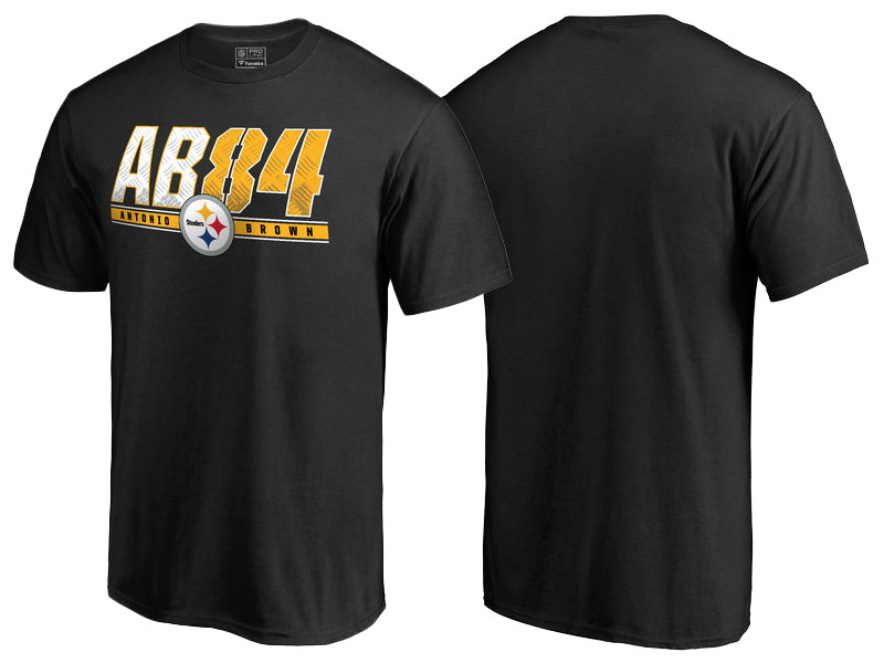 Pittsburgh Steelers Antonio Brown Black Name & Number Fanatic Fans T-Shirt