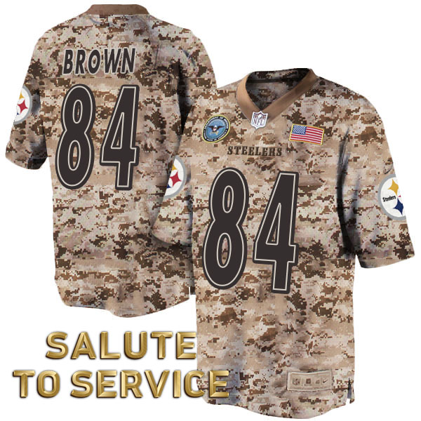 Pittsburgh Steelers #84 Antonio Brown Salute to Service Desert Camo Jersey