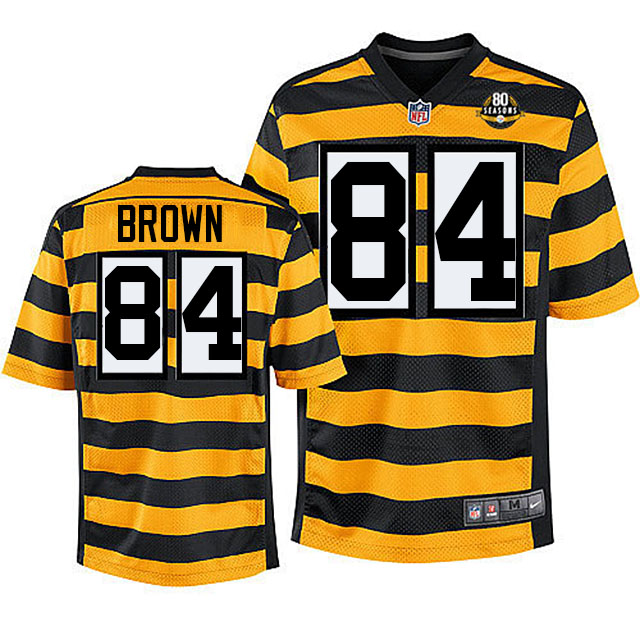 Pittsburgh Steelers #84 Antonio Brown Yellow/Black Alternate 80TH Anniversary Jersey