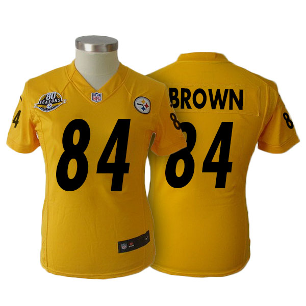 Women's Pittsburgh Steelers #84 Antonio Brown Yellow 80th Season Jersey