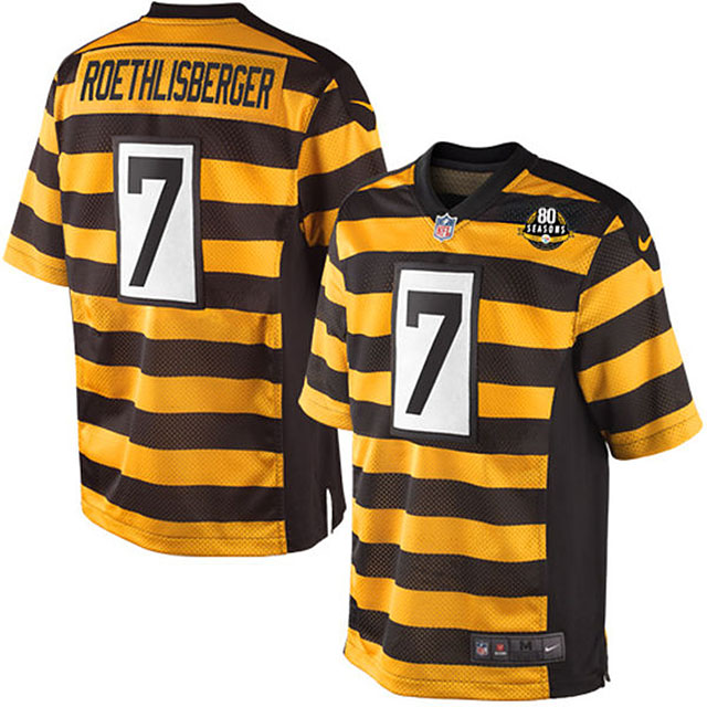 Pittsburgh Steelers #7 Ben Roethlisberger Yellow/Black Alternate 80TH Anniversary Jersey