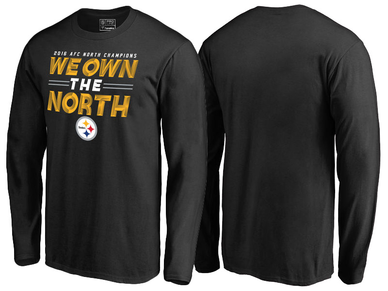 2016 AFC North Division Champions Pittsburgh Steelers Black Edged Long Sleeve T-Shirt