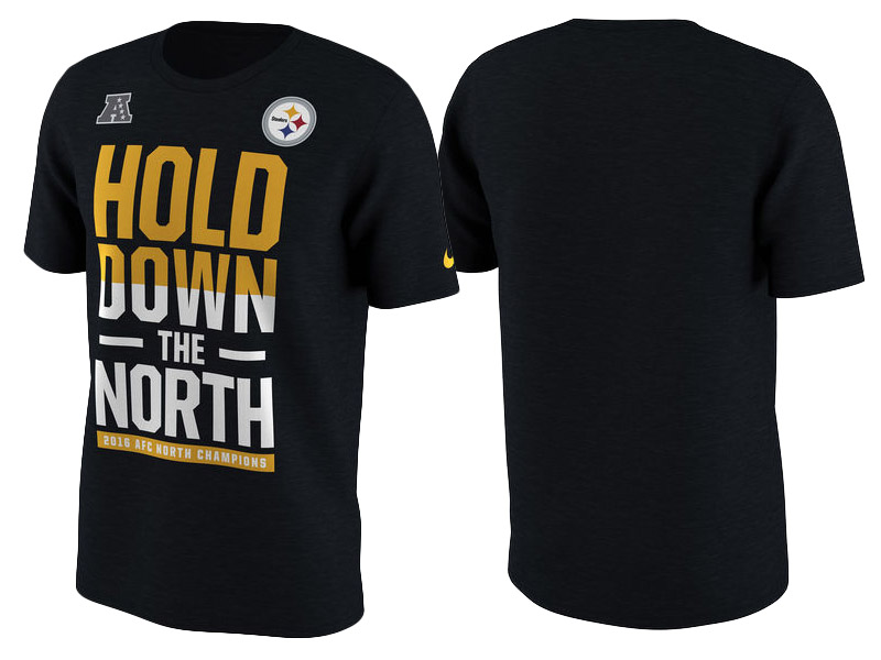 2016 AFC North Division Champions Pittsburgh Steelers Black T-Shirt