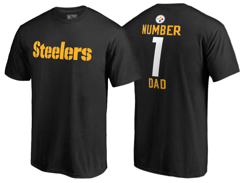 Men's Pittsburgh Steelers Black Father's Day Number 1 Dad T-Shirt