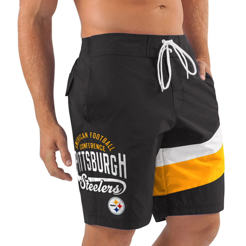 Pittsburgh Steelers Black Winning Shot Swim Trunks