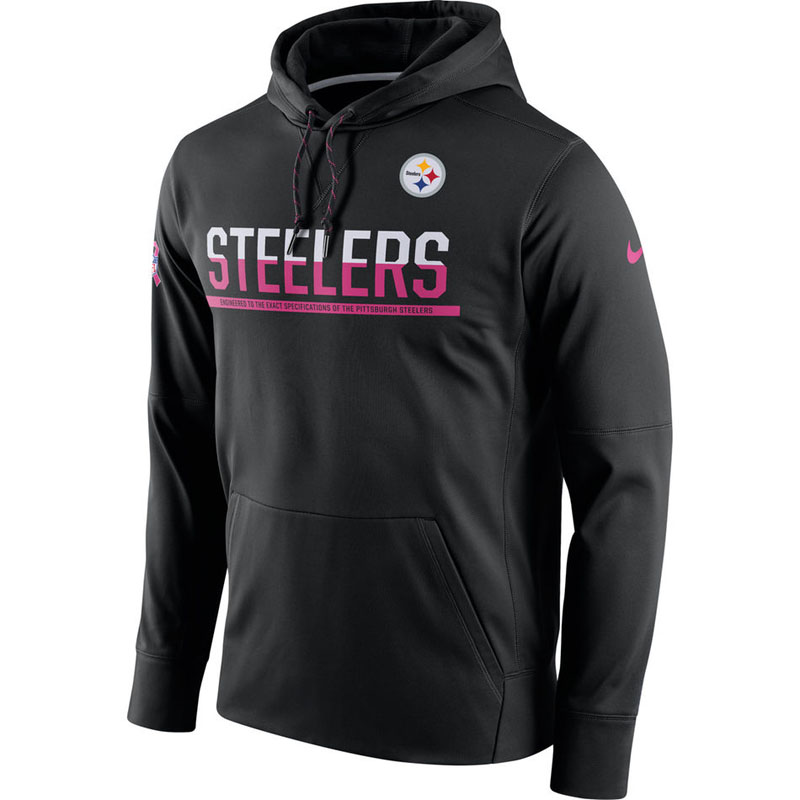 Pittsburgh Steelers Black Breast Cancer Awareness Circuit Performance Pullover Hoodie