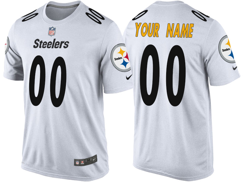 Pittsburgh Steelers Custom White Name & Number T-Shirt