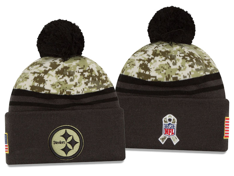 Pittsburgh Steelers Graphite New Era Camo Salute To Service Knit Hat For Veterans Day