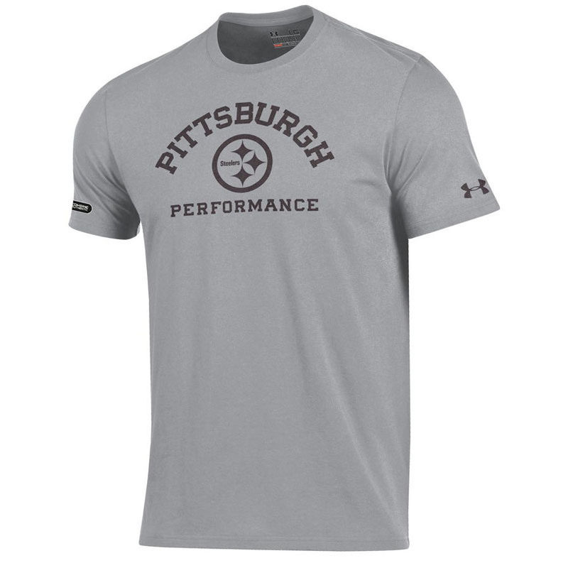 Pittsburgh Steelers Gray Under Armour NFL Combine Authentic Arch Logo Performance T-Shirt