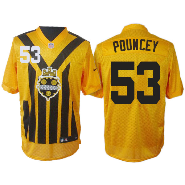 NFL Pittsburgh Steelers #53 Maurkice Pouncey 1993s ThrowBack Elite Yellow Jersey